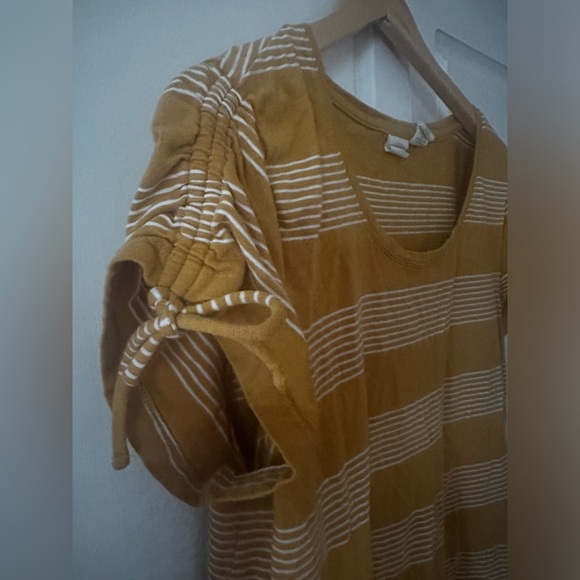 Cute T-Shirt Dress, Mustard Striped XL - Picture 3 of 4
